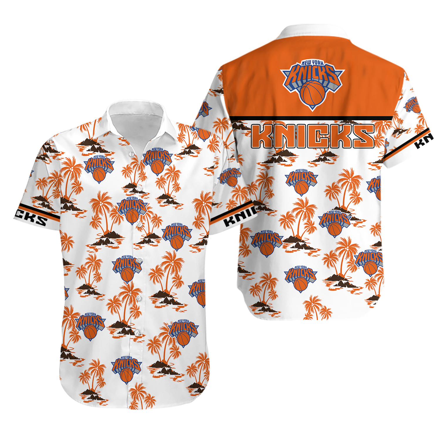 New York Basketball Team Knickss Hawaiian Button Down Shirt Unisex Adults S-5XL