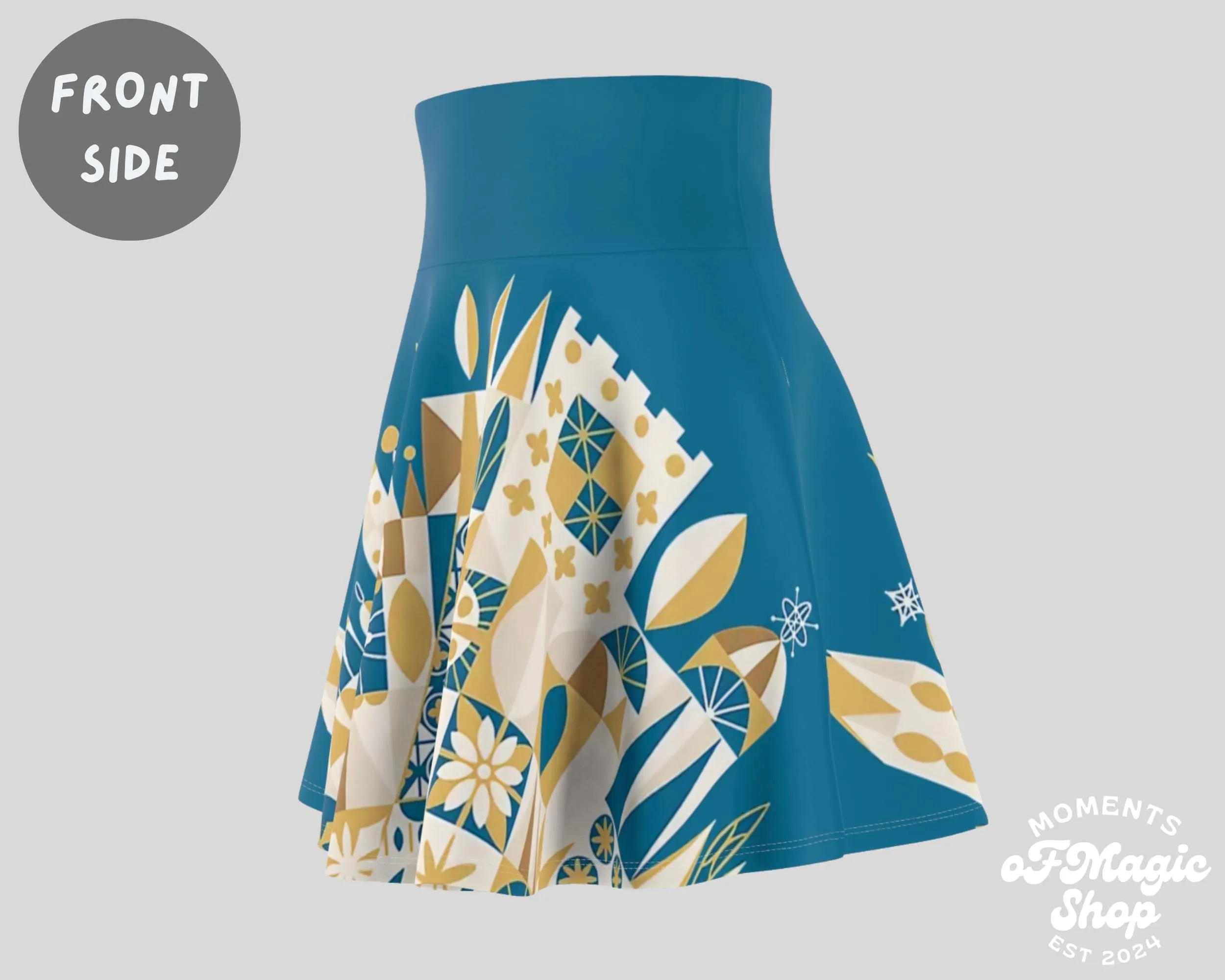 Blue Its A Small World Inspired Running Skirt | Magical Themed Running Skirt | Women's Skater Skirt
