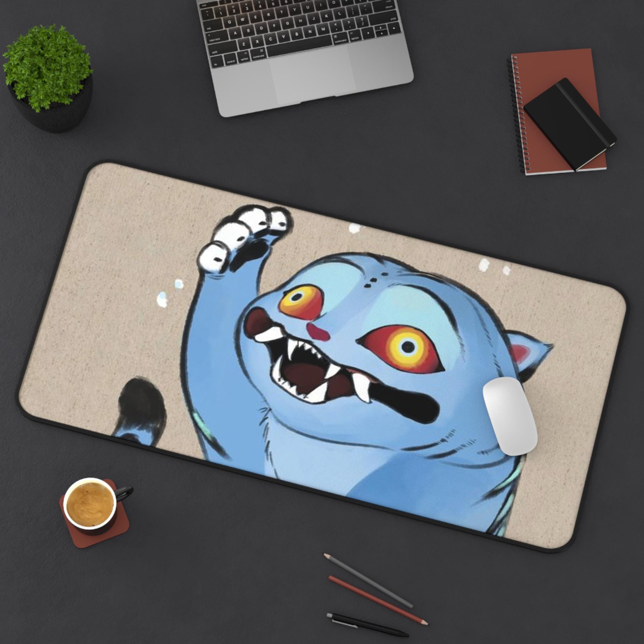 Fun Cat Desk Mat | Playful Office Decor, Gamer Mouse Pad, Cute Desk Accessory, Gift for Cat Lovers, Home Office Essentials,Derpy K-pop Demon
