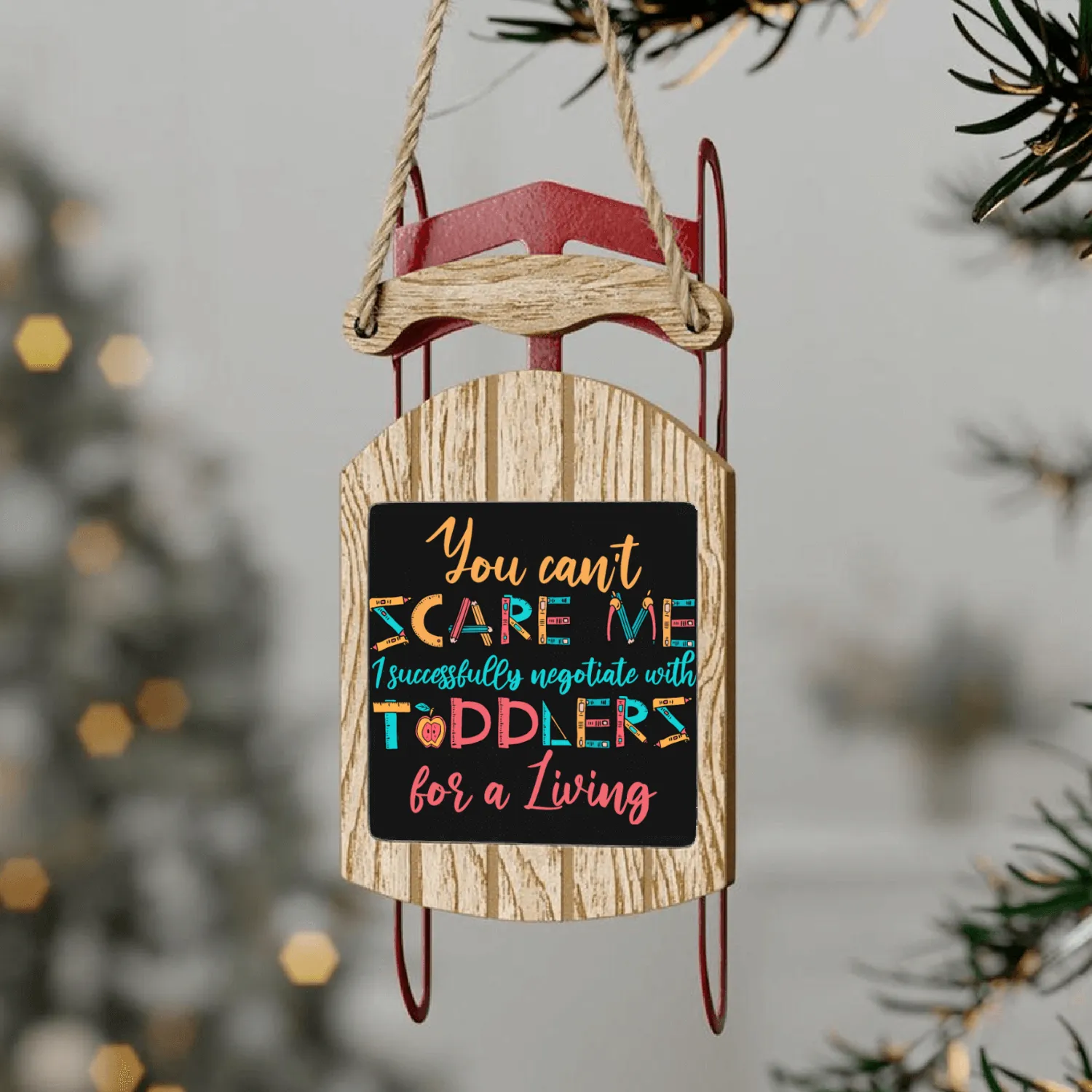 Daycare Teacher Sled Ornaments