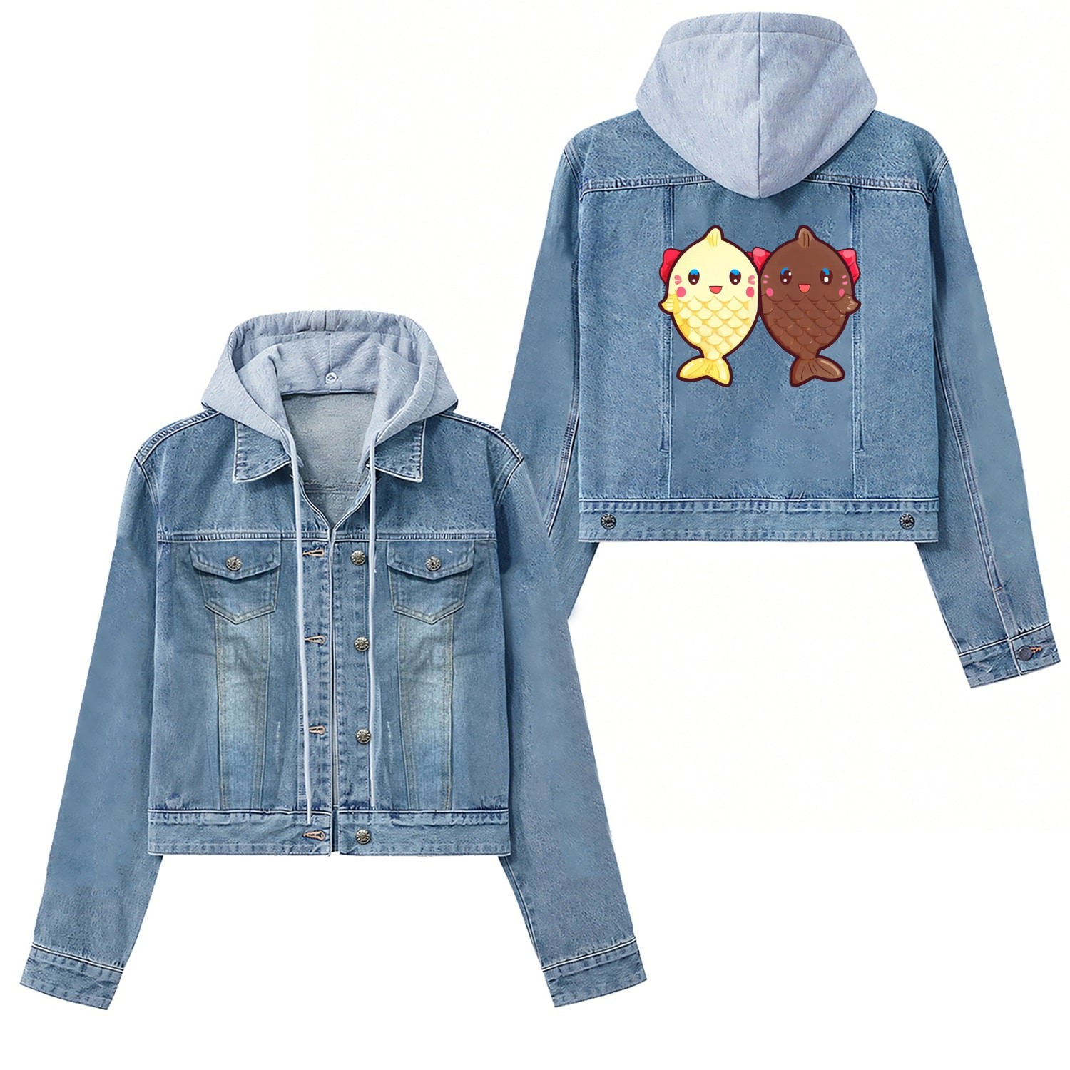 Taiyaki Cute Fish Japanese Sweet Ice Cream Dessert Women's Denim Jackets