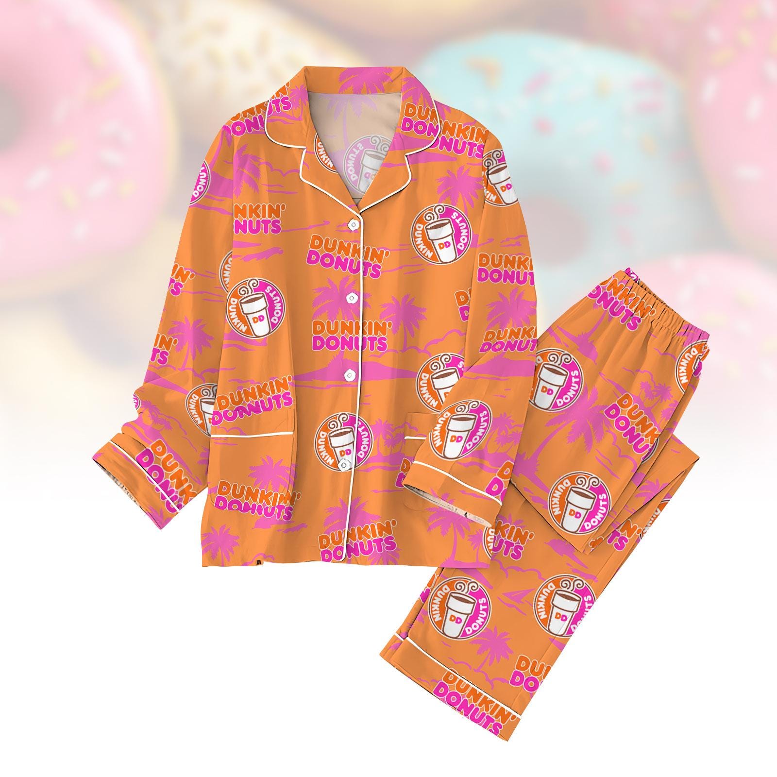 Dunkin Donuts Pajamas, Dunkie Junkie Pajamas Pants, Coffee Lover Holiday Pajamas, Dunkin Donuts Lover Pajama Set Women, Pajamas Set