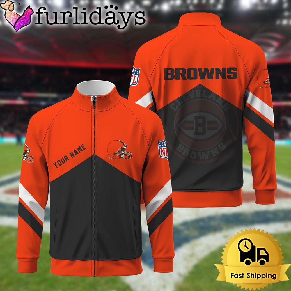 Clevelandd Browns Logo Custom Standing Neck Zipper Jacket