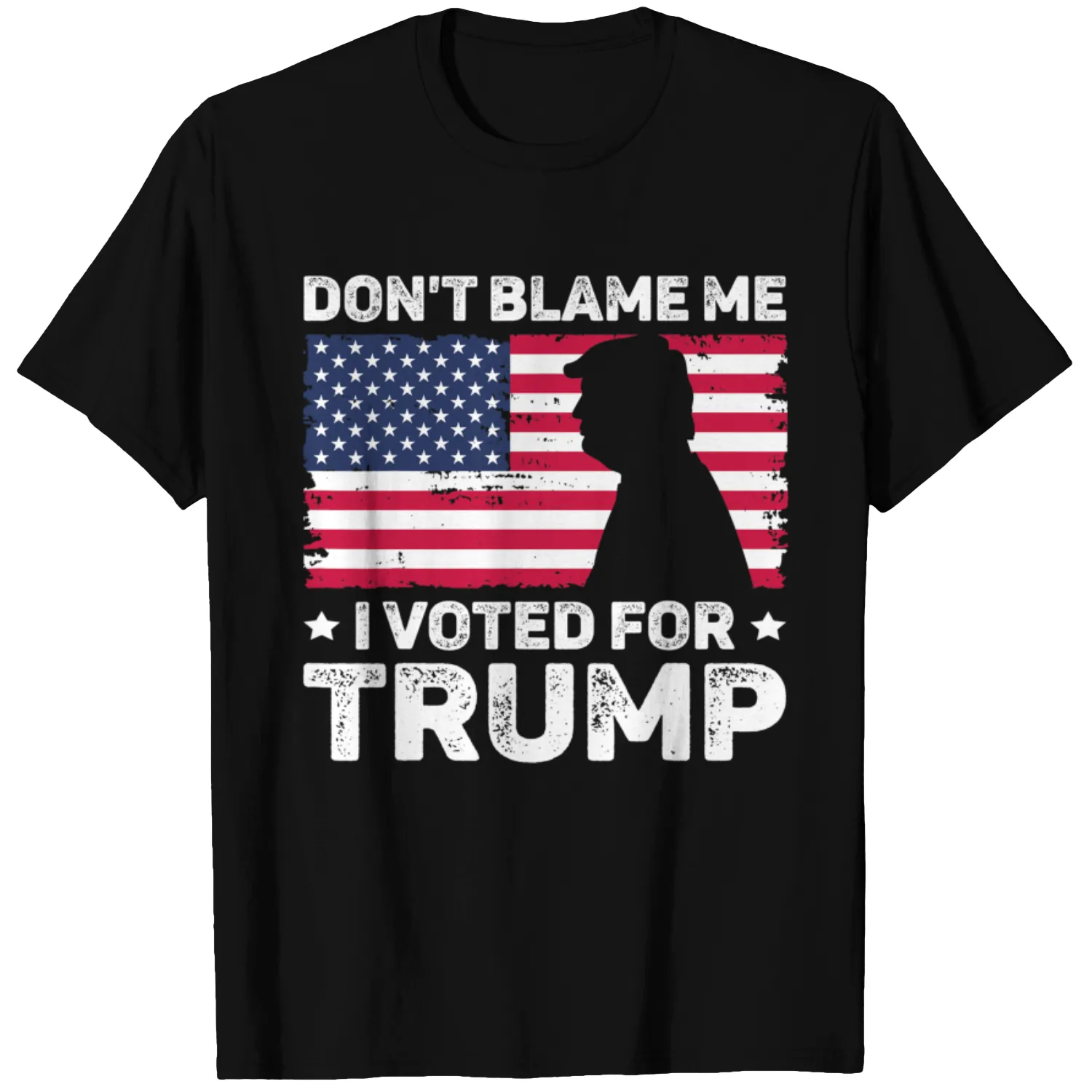 Trump Silhouette T-Shirt Vintage Don't Blame Me I Voted For Trump USA Flag Patriots
