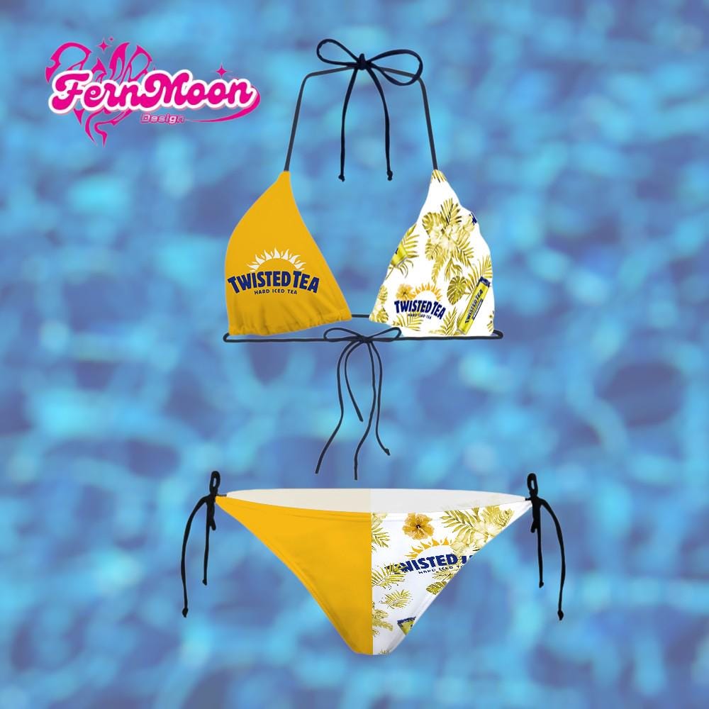 Twisted Tea Bikini Set, Hard Iced Tea Swimsuit, Beer Brand Bikini, Party Beach Bikini For Women