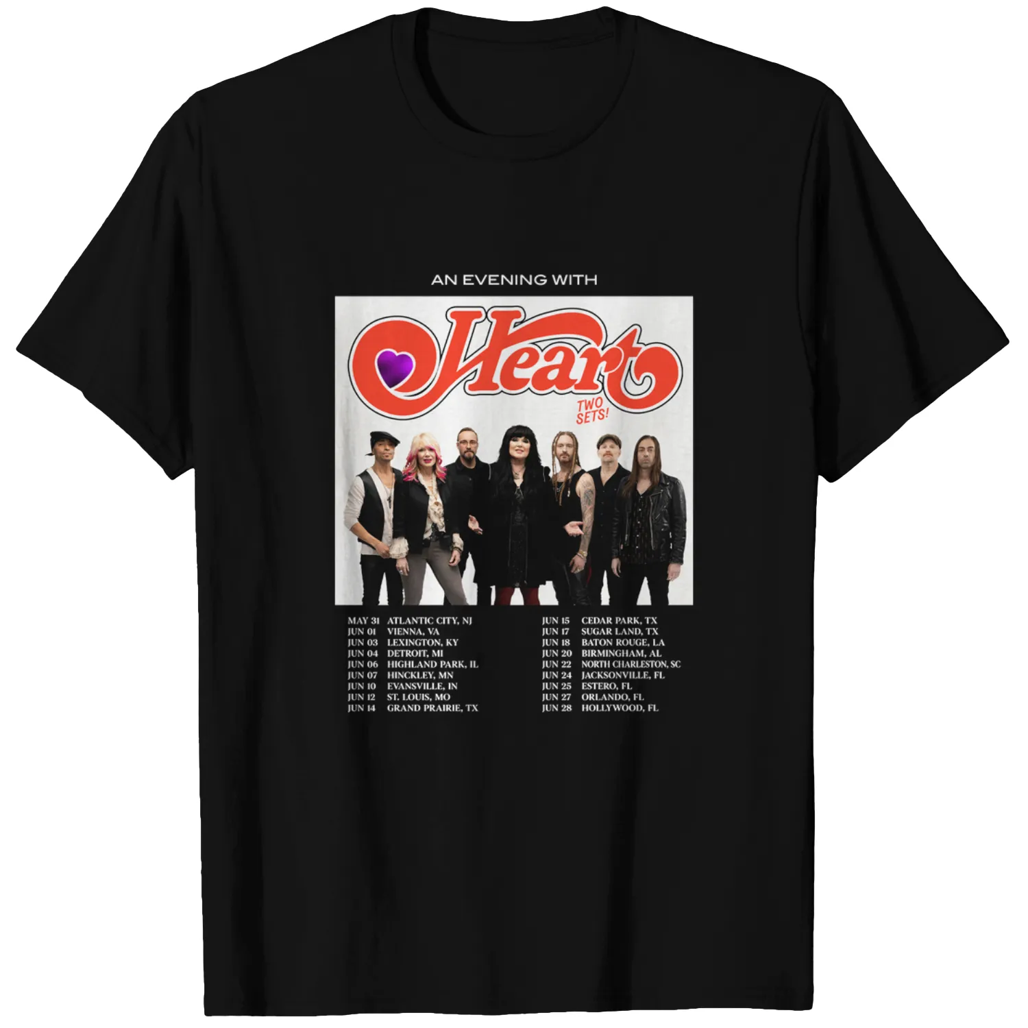An Evening With Heart Band Tour 2025 T Shirt Full Size S-5XL, Fan gift