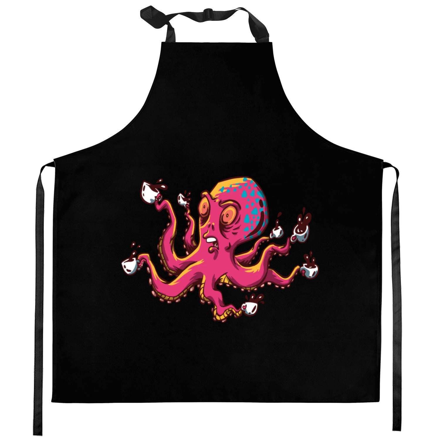 Octopus Drinking Coffee Kitchen Aprons