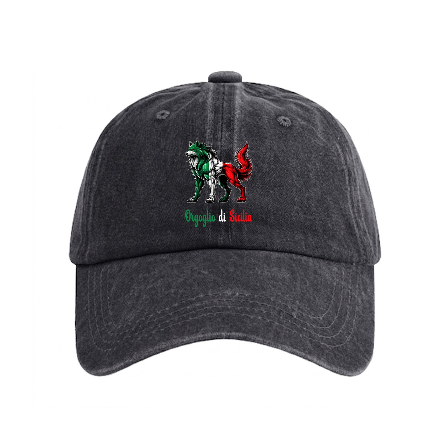 The pride of Sicily Italy flag Washed Denim Baseball Caps