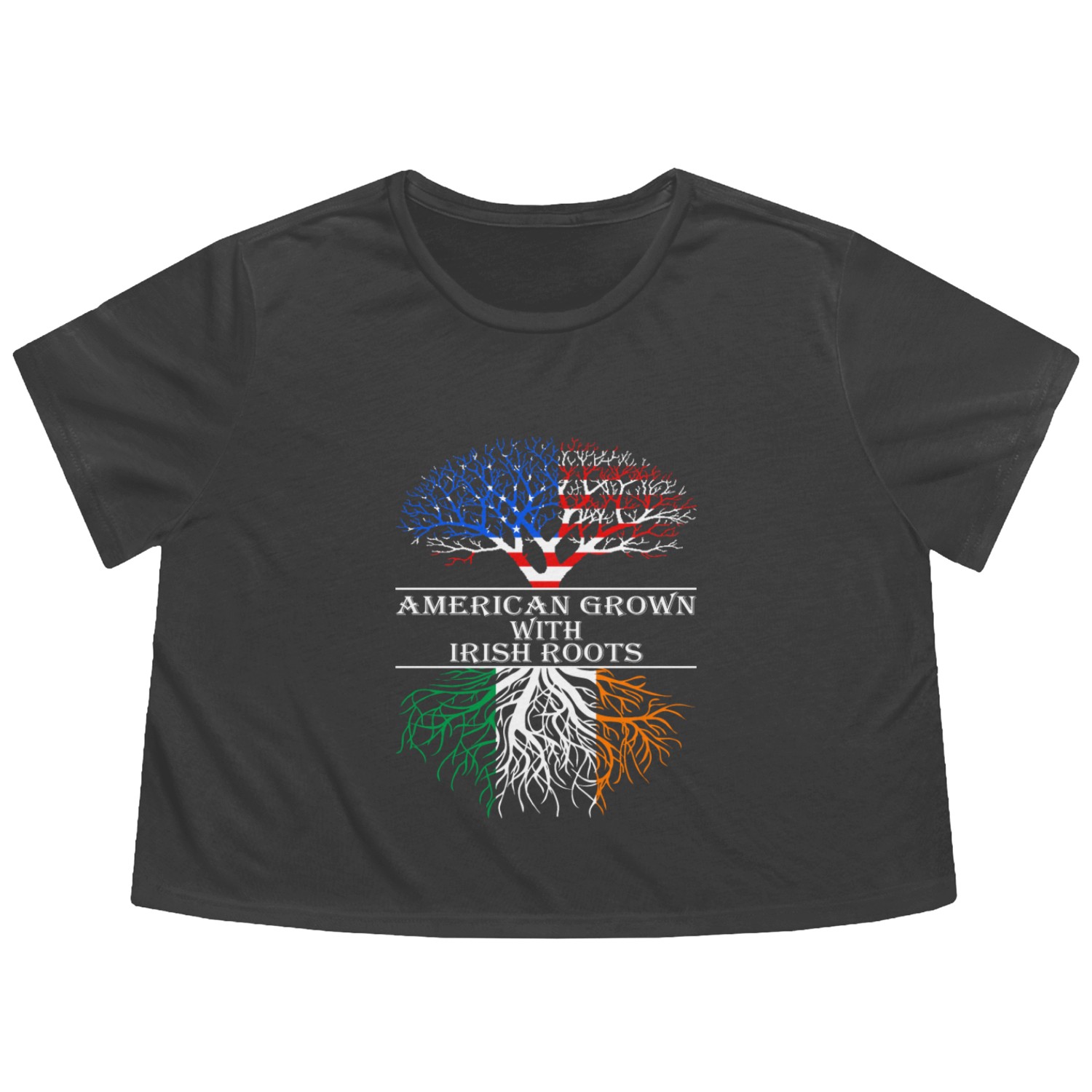 American Grown With Irish Roots Flowy Cropped Tees