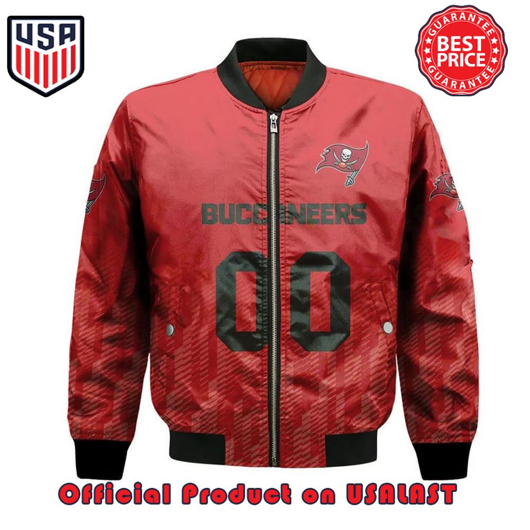 TAMPA BAY BUCCANEERS BOMBER JACKET 3D PRINTED TEAM LOGO CUSTOM TEXT AND NUMBER