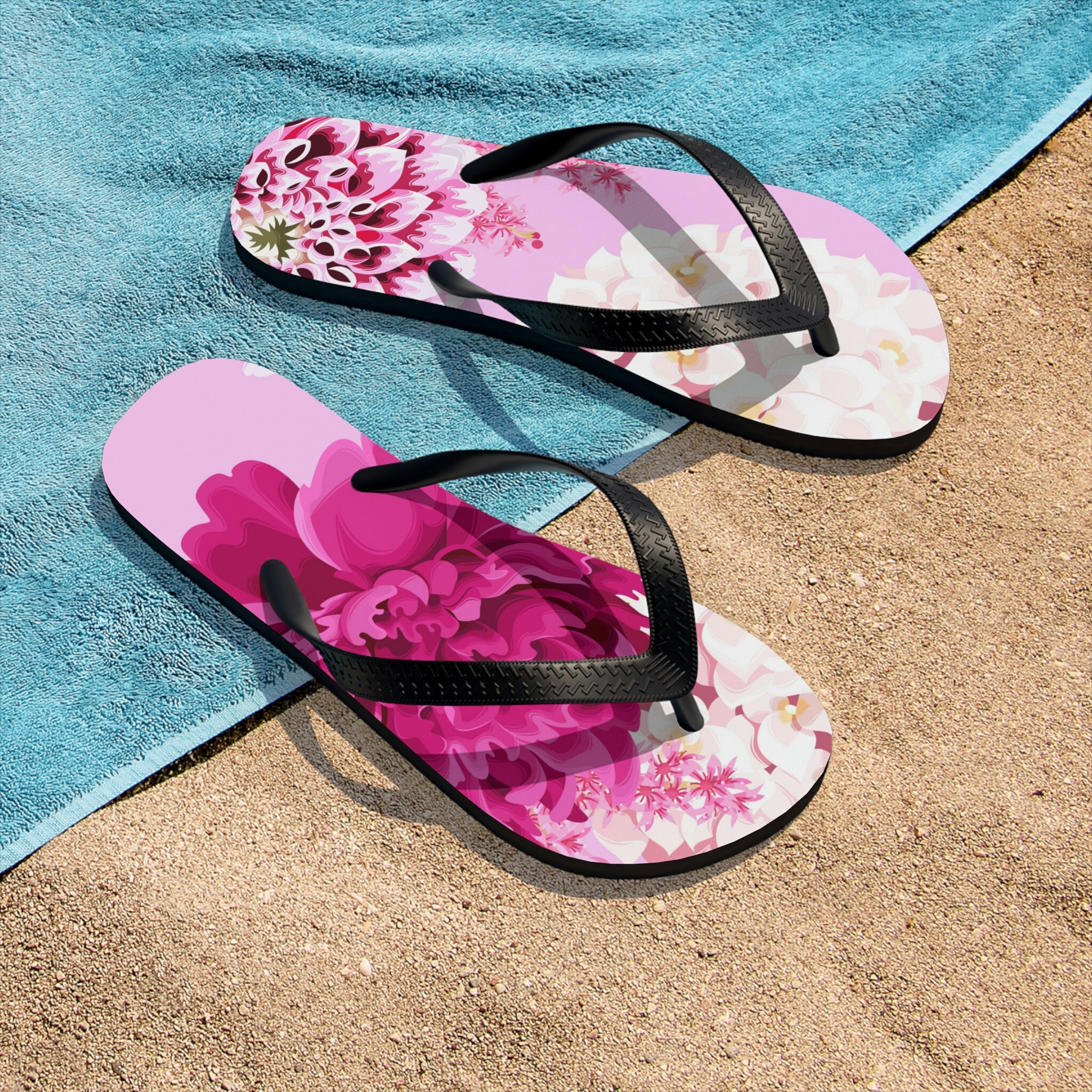 Floral KAELI Women Flip-Flops, Summer Flip-Flops, Pink Flip-Flops, Flower Flip-Flops, Matching Flip-Flops, Mom Flip-Flops, Summer Gift