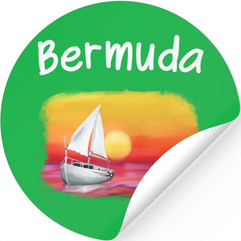 Sailing Bermuda Souvenir Cool Sunset Ocean Sail Bo Stickers
