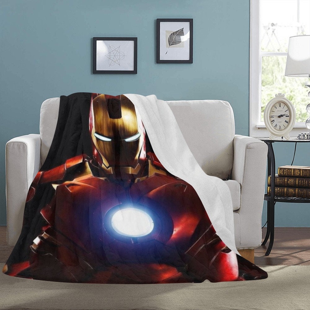 HUGE BEST PRICE Iron Man Blanket Fleece Travelling Super Hero Birthday Gifts Mothers Fathers Day Day