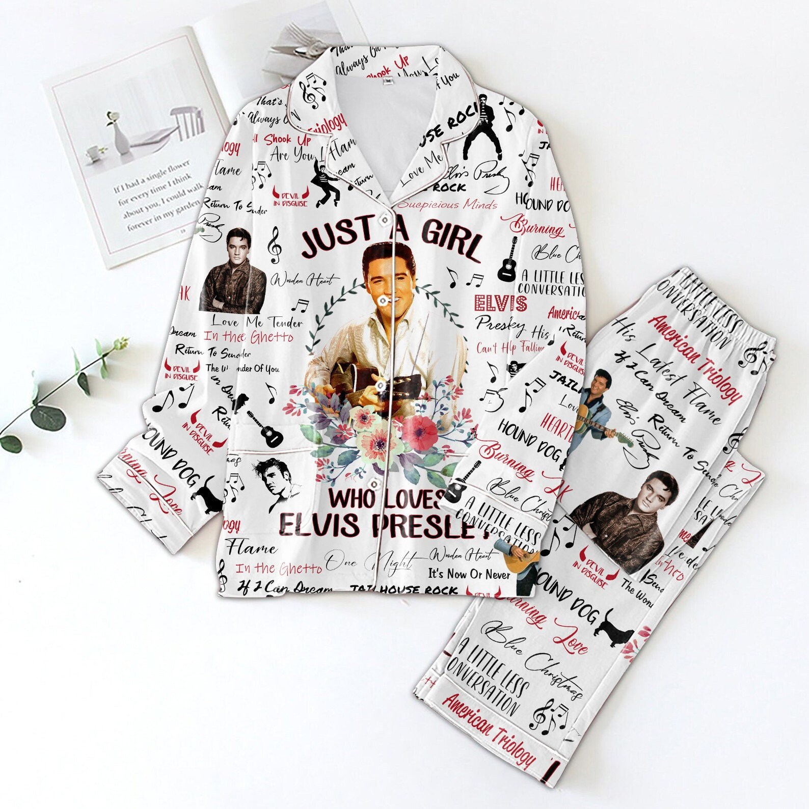 Elvis Presley Pajamas Set, Rock And Roll Pajamas, Elvis Presley Pajamas Set,