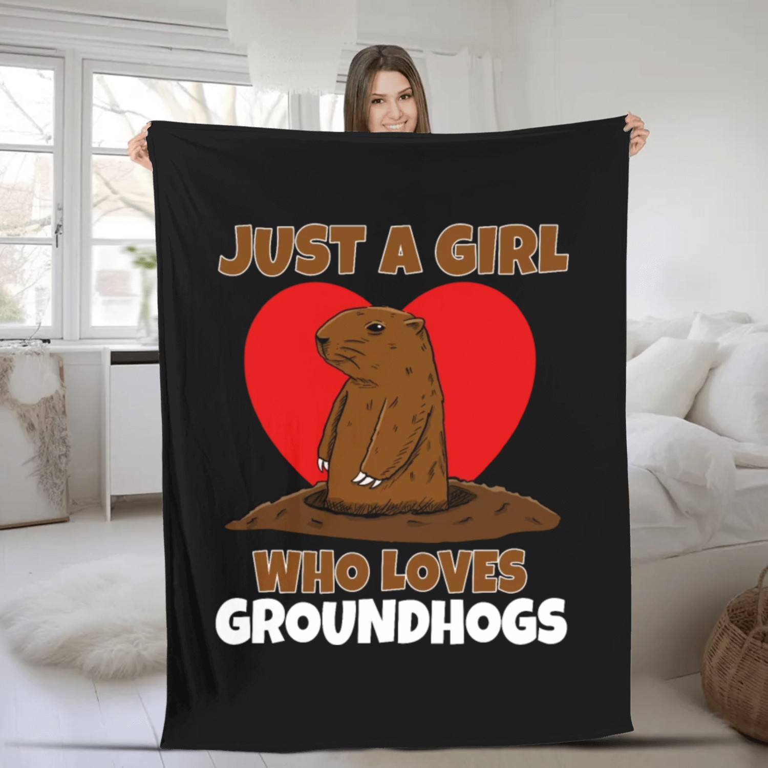Just A Girl Who Loves Groundhog Fleece Blankets