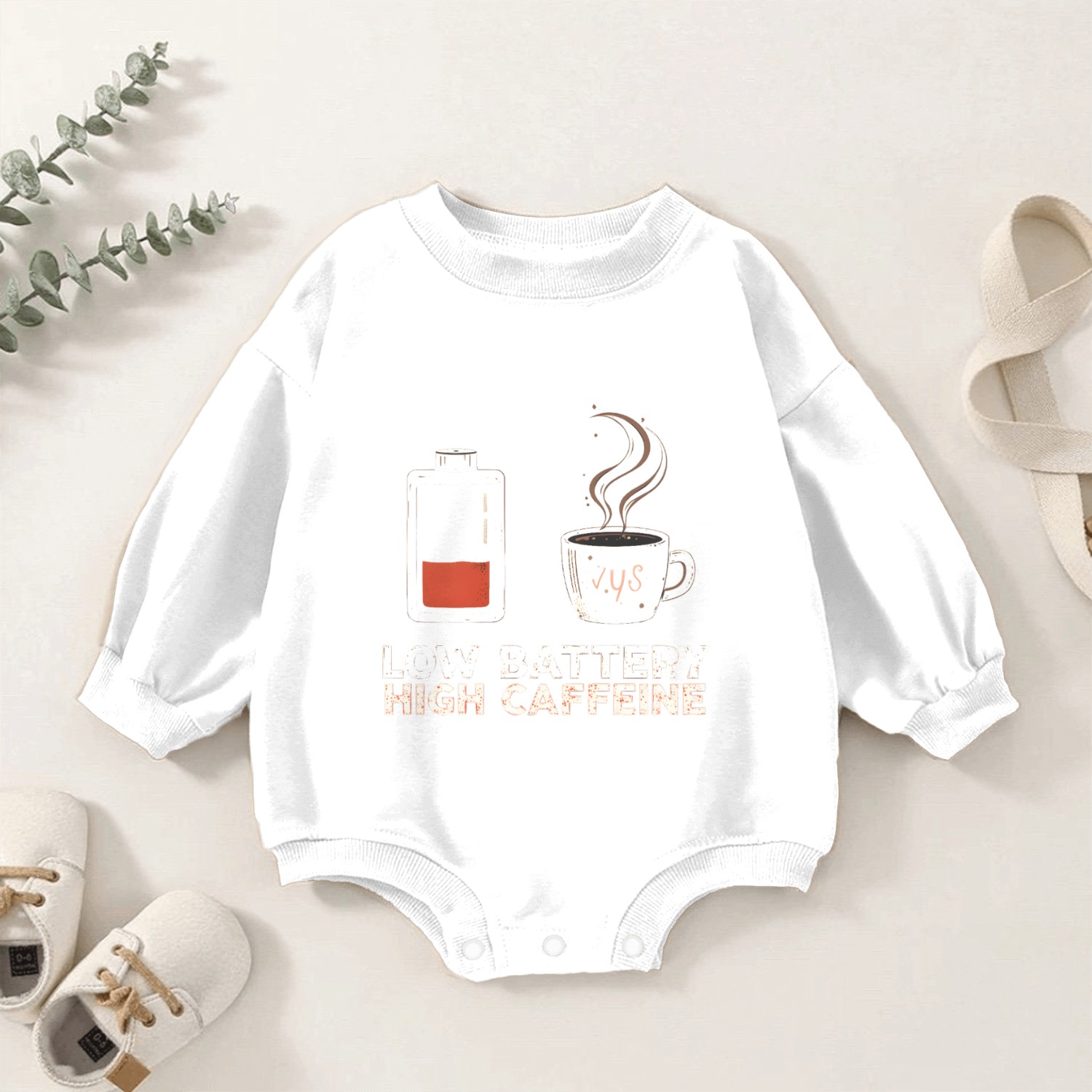 Low Battery, Need Coffee Baby Romper Sweatshirts