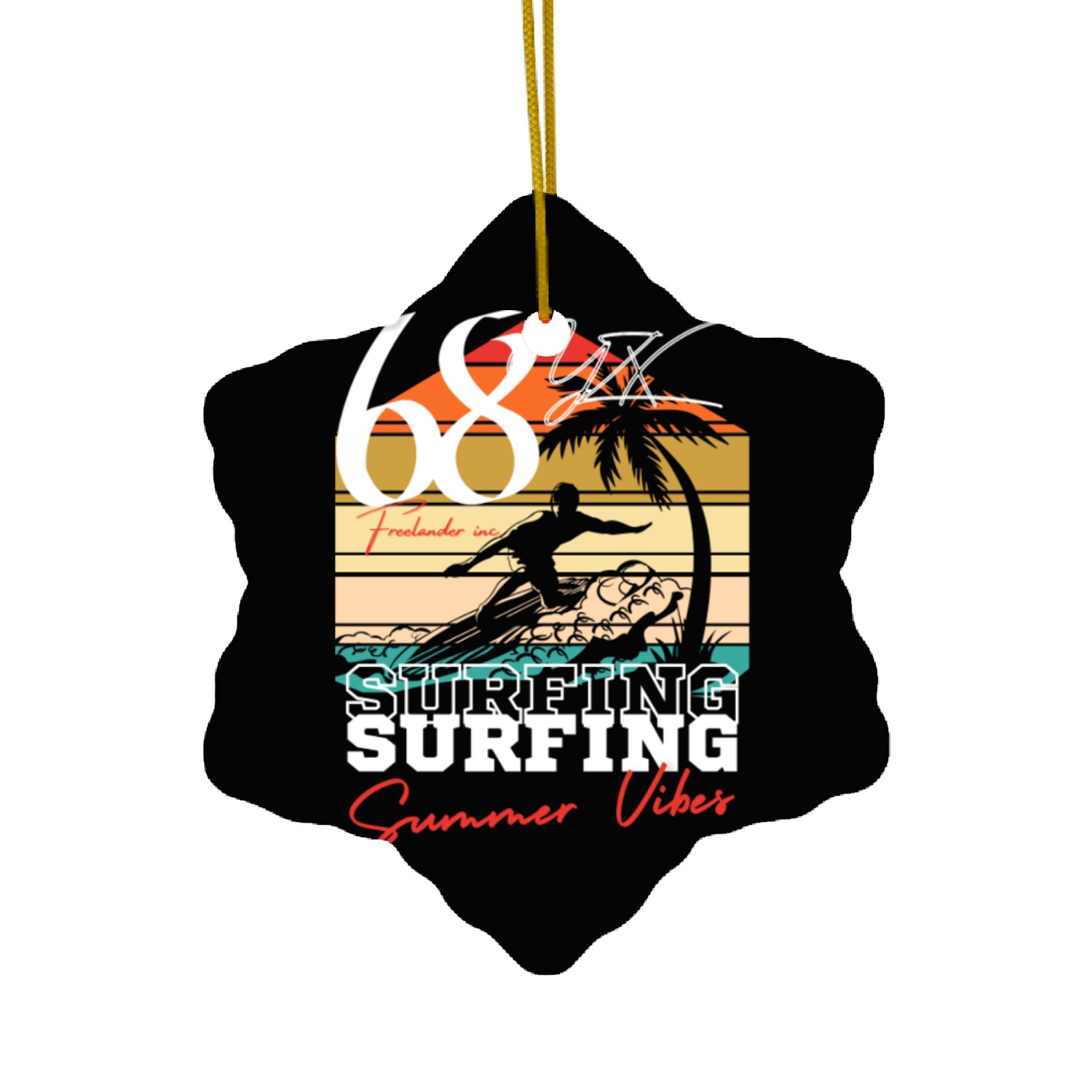 Surfing summer vibes Ceramic Ornaments