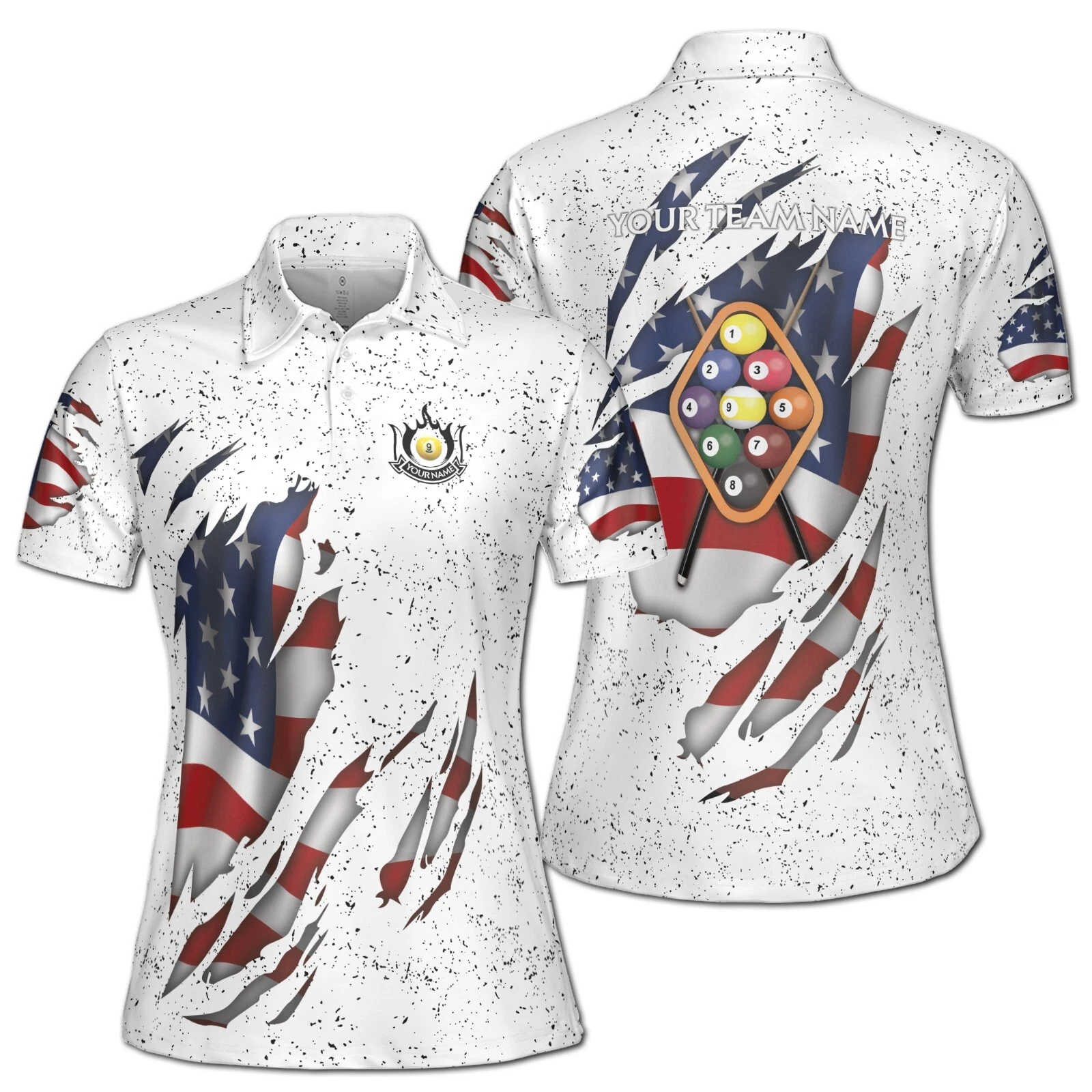 Women's Billiard 9 Ball Pool Polo Shirt