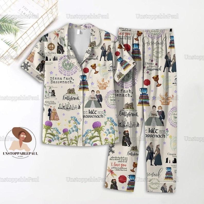 Outlander Pajamas Set, Outlander TShirt, Outlander Pajamas Pants, Outlander Tv Series Pajamas, Outlander Tv Show Women Pajamas