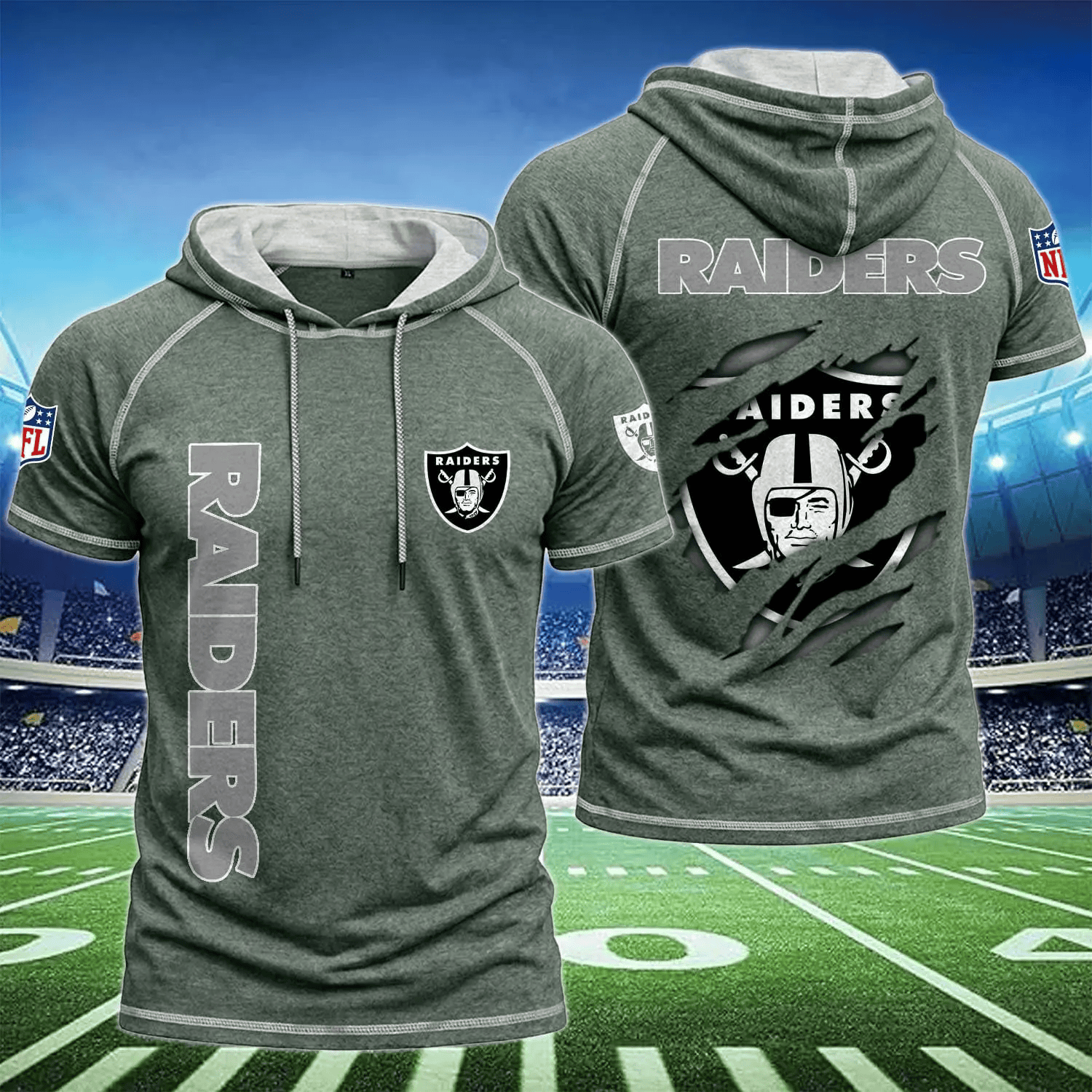 Las Vegas Raiders Men's Hooded Short-Sleeve T-Shirt