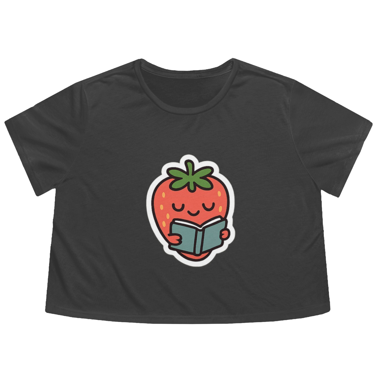 Bookish Strawberry Flowy Cropped Tees