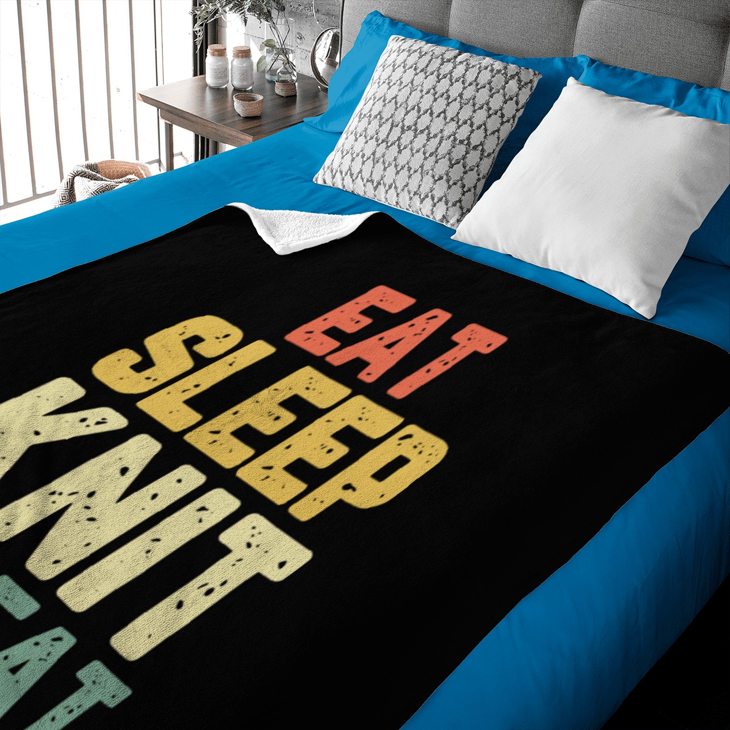Eat Sleep Knit Repeat Knitting Knitter Lover Gift Baby Blankets