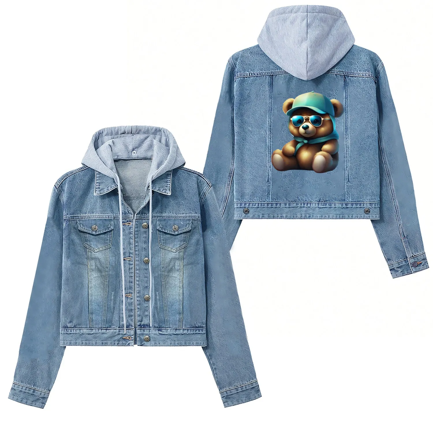 Teddy bear,Cute Teddy Bear Women's Denim Jackets