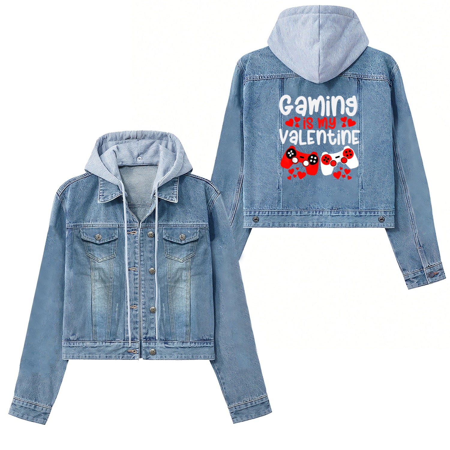 Gaming Is My Valentine Video Games Valentines Day Women's Denim Jackets