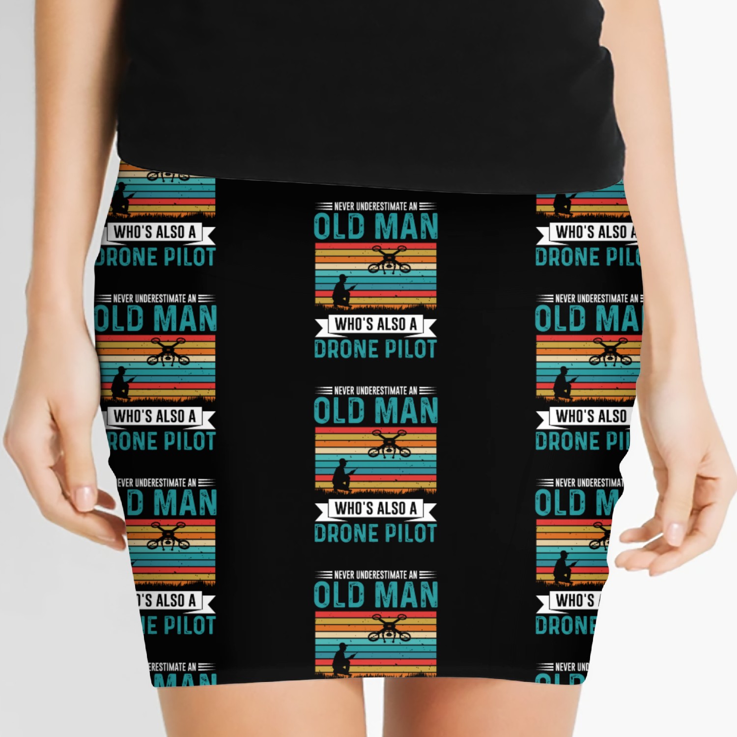 Never Understimate An Old Man Who s Also A Drone Women's Mini Skirts