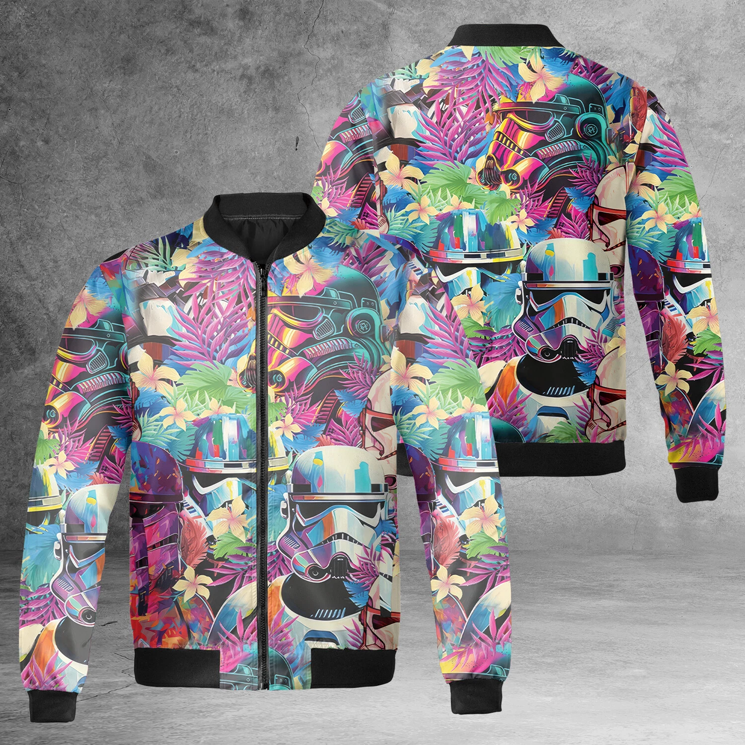 Star Wars Colorful Floral Stormtrooper Lover Tropical Leaves Stormtrooper Jacket