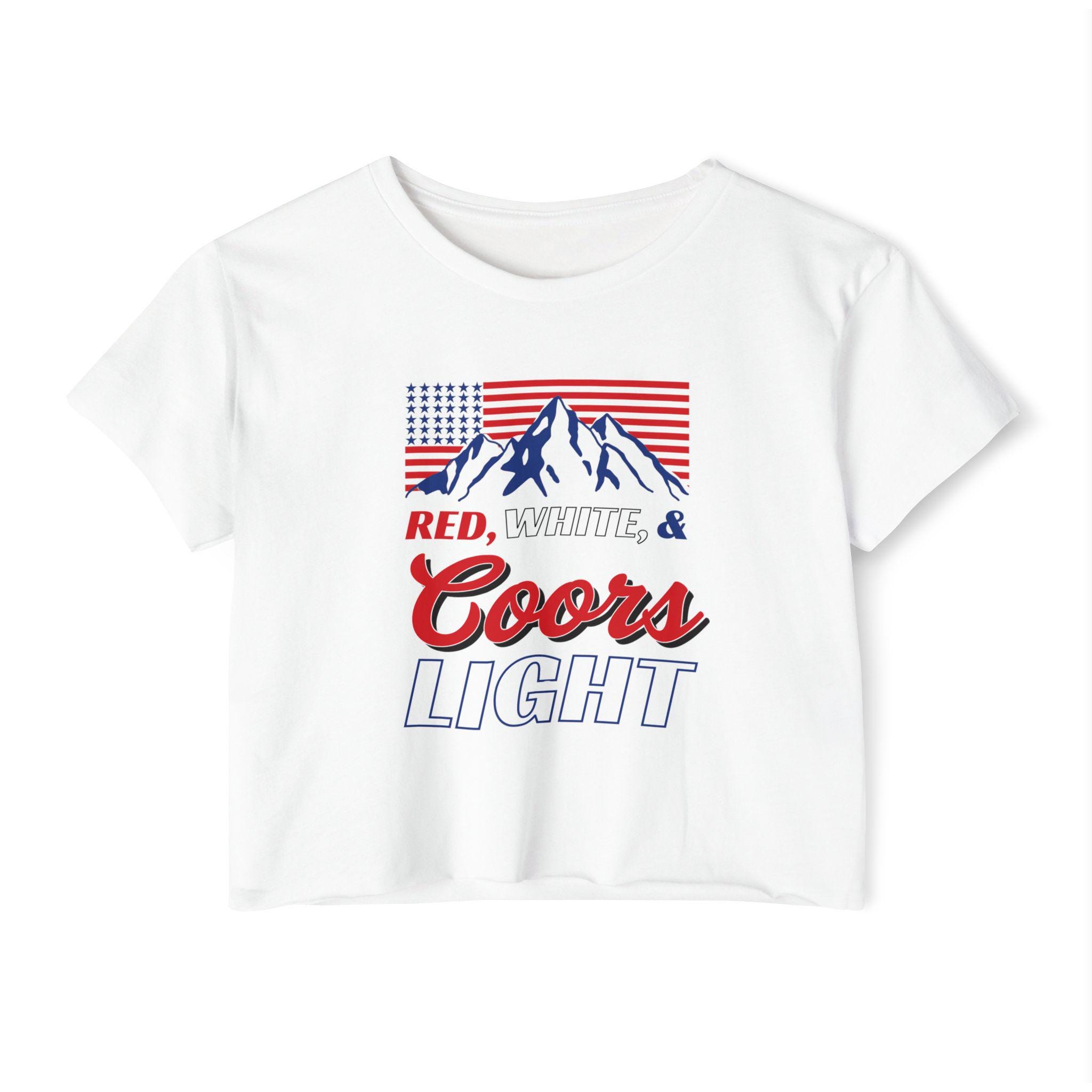 CCOORS Light Crop Top - Red & White Summer Top for 4th of July and Festivals