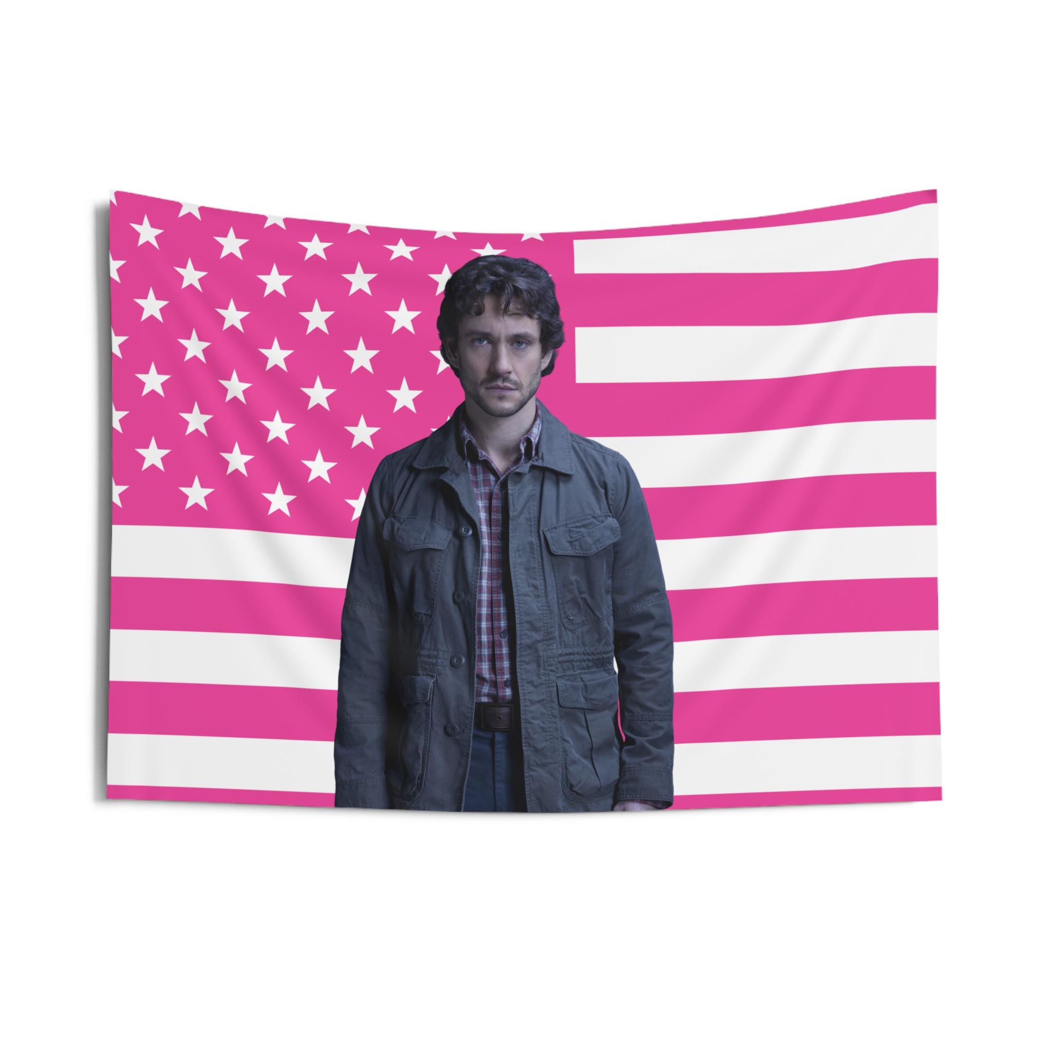 Will Graham Tapestries, Will Graham Pink Flag, Hugh Dancy as Will Graham Indoor Wall Tapestries