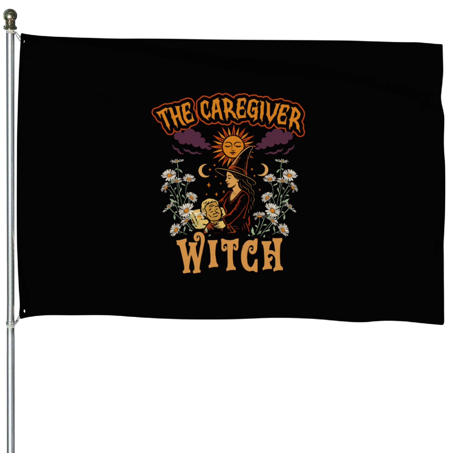 The Caregiver Witch Halloween House Flags