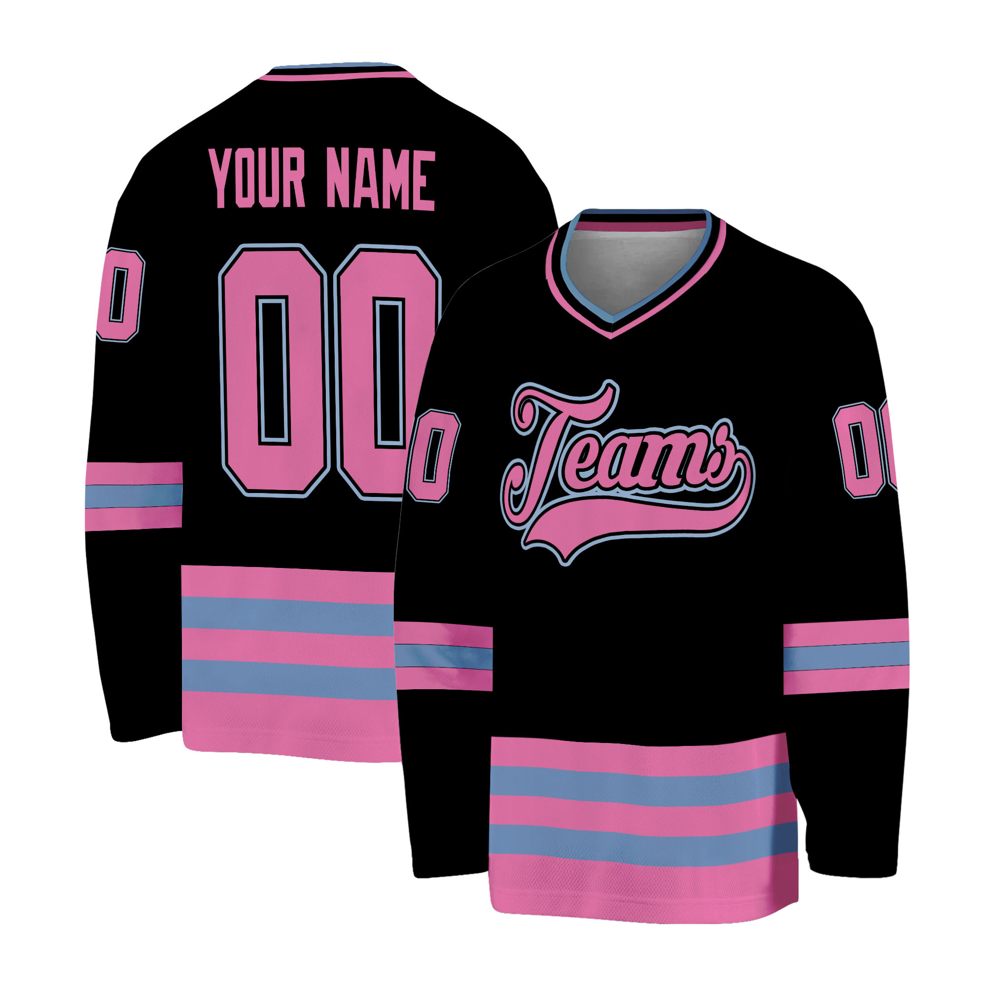Custom Black Vintage Pink Hockey 3D Print You Name Number Men Women Ice Hockey Jersey Competition Training Jerseys