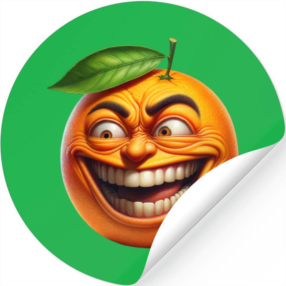 Crazy Orange a Comically Exaggerated Face Stickers