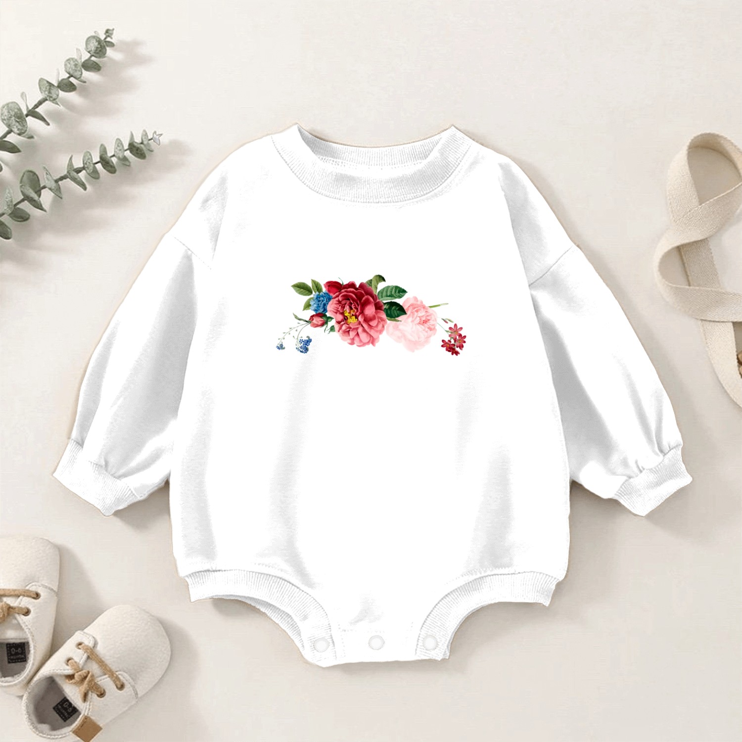 Floral Soccer Cheer Baby Romper Sweatshirts Design