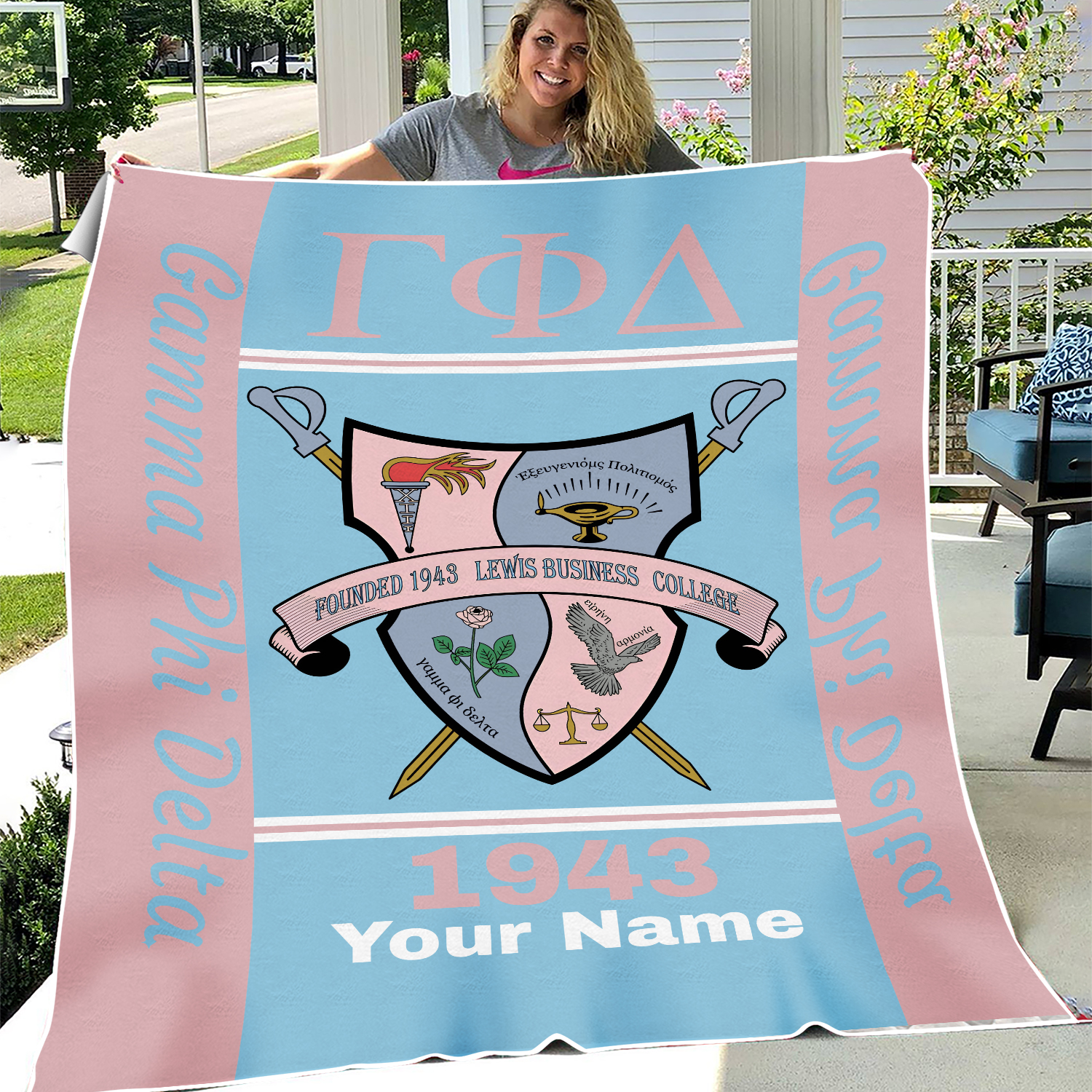 Personalized Gamma Phi Delta Blanket | Custom Name | Sorority Gift