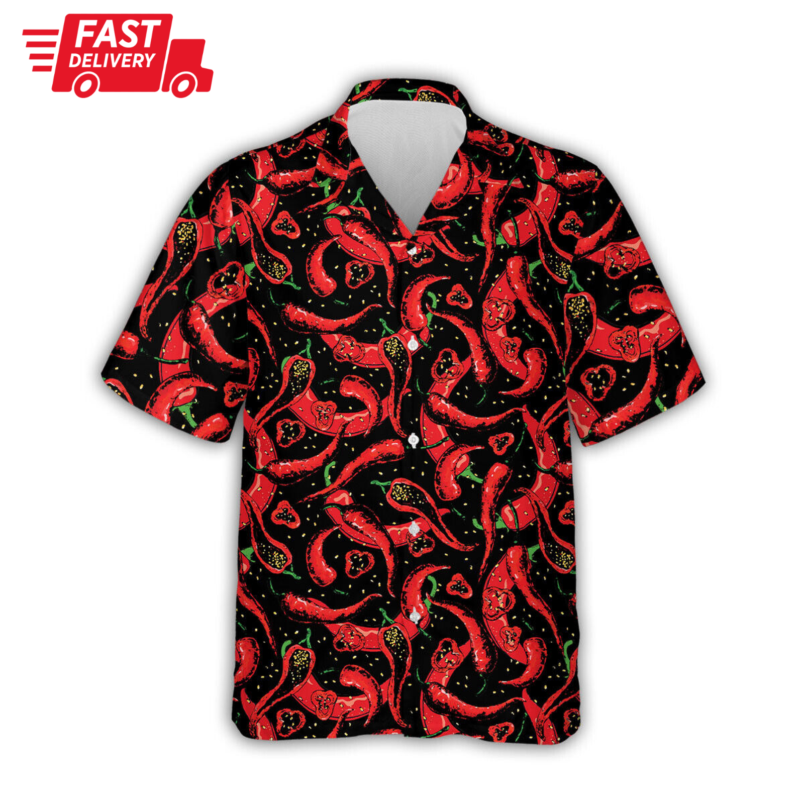 Red Chilli Peppers Aloha Hawaiian Shirt Fruit 3D Print Summer Aloha Short Sleeve