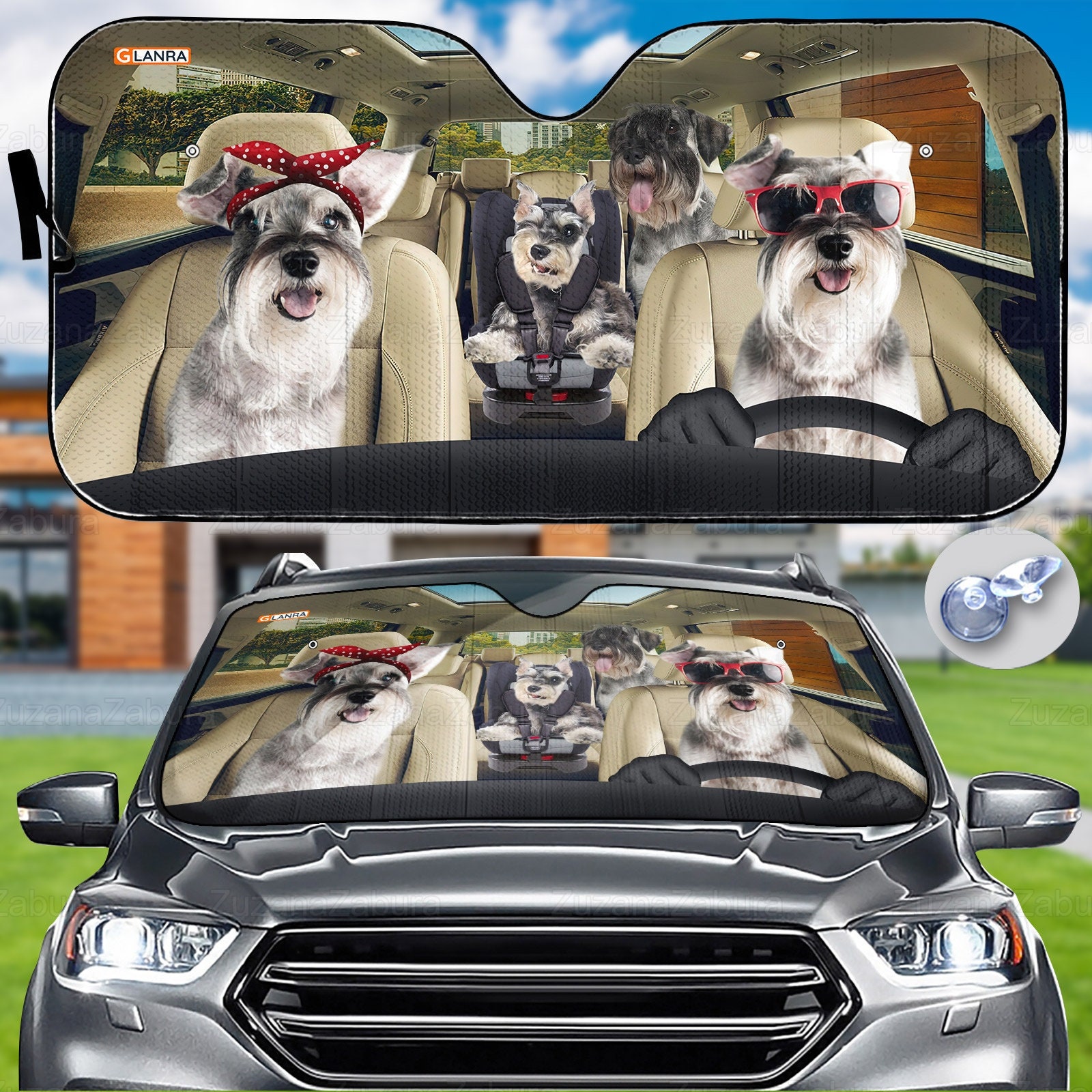 Schnauzer Car Sunshade, Schnauzer Gift, Dog Car Decoration, Car Sun Protector, Schnauzer Sunshade, Car Shades For Windshield, Dog Lover Gift