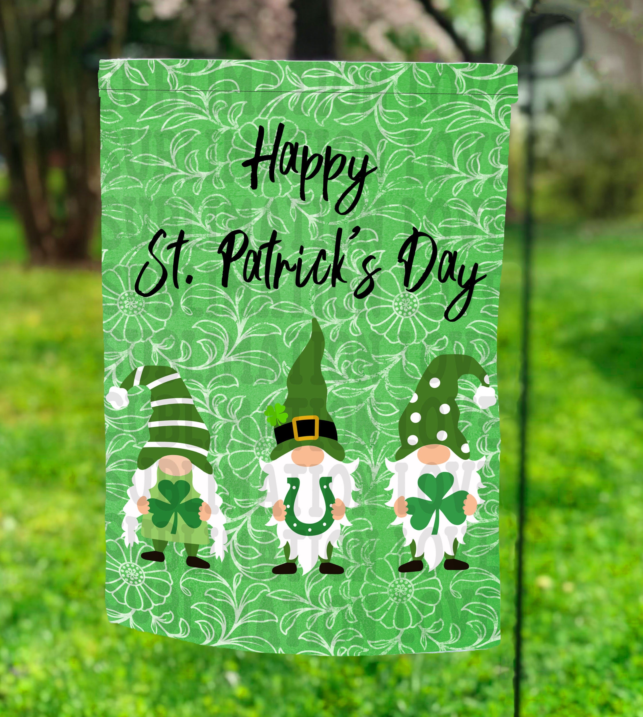St. Patrick's Day Gnome Garden Flag