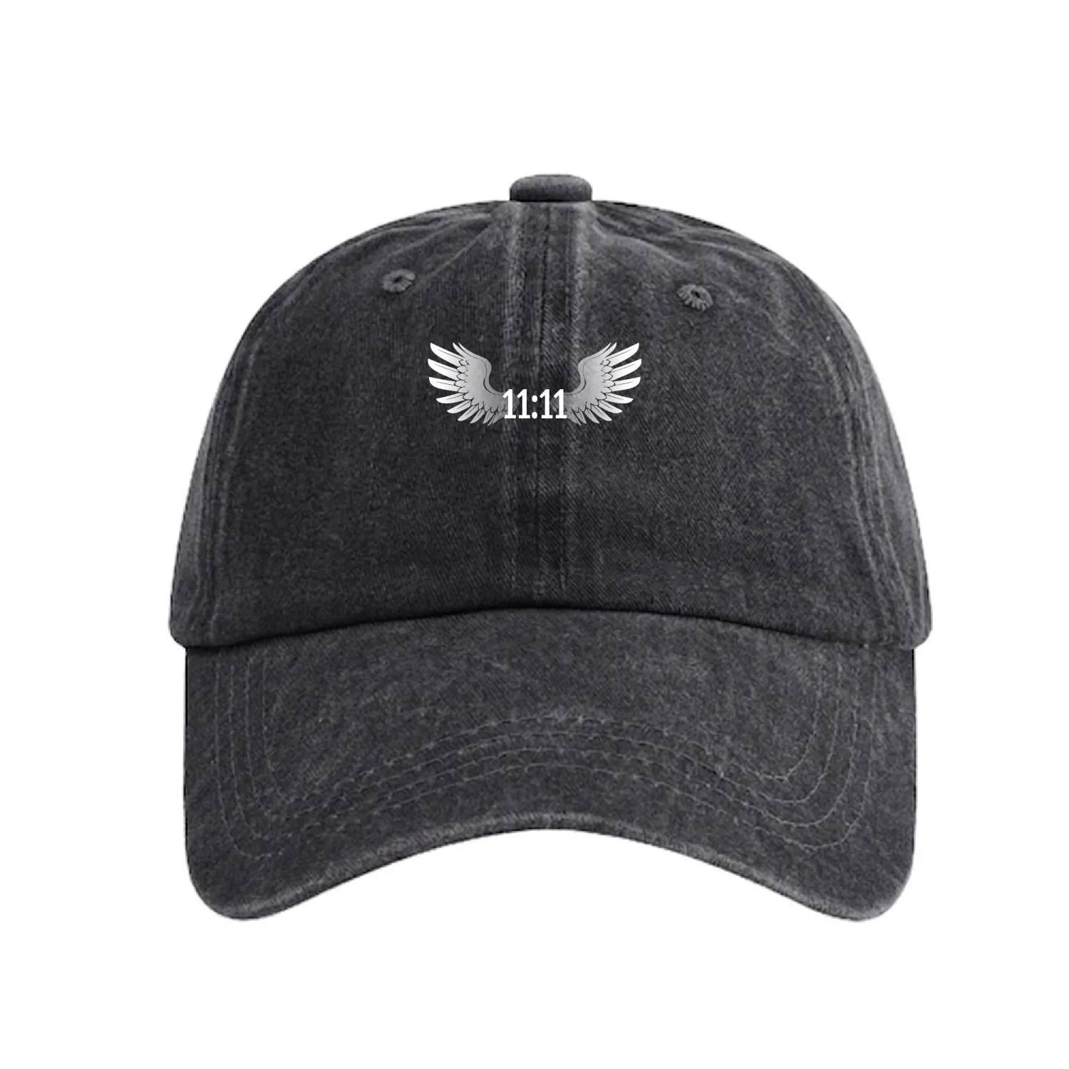 1111 Synchronicity Angel Number Manifestation Nume Washed Denim Baseball Caps