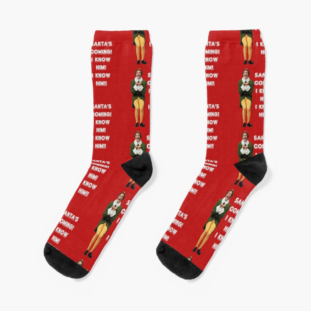 SANTA'S COMING! I KNOW HIM! Elf The Movie Will Ferrell Buddy Christmas Socks