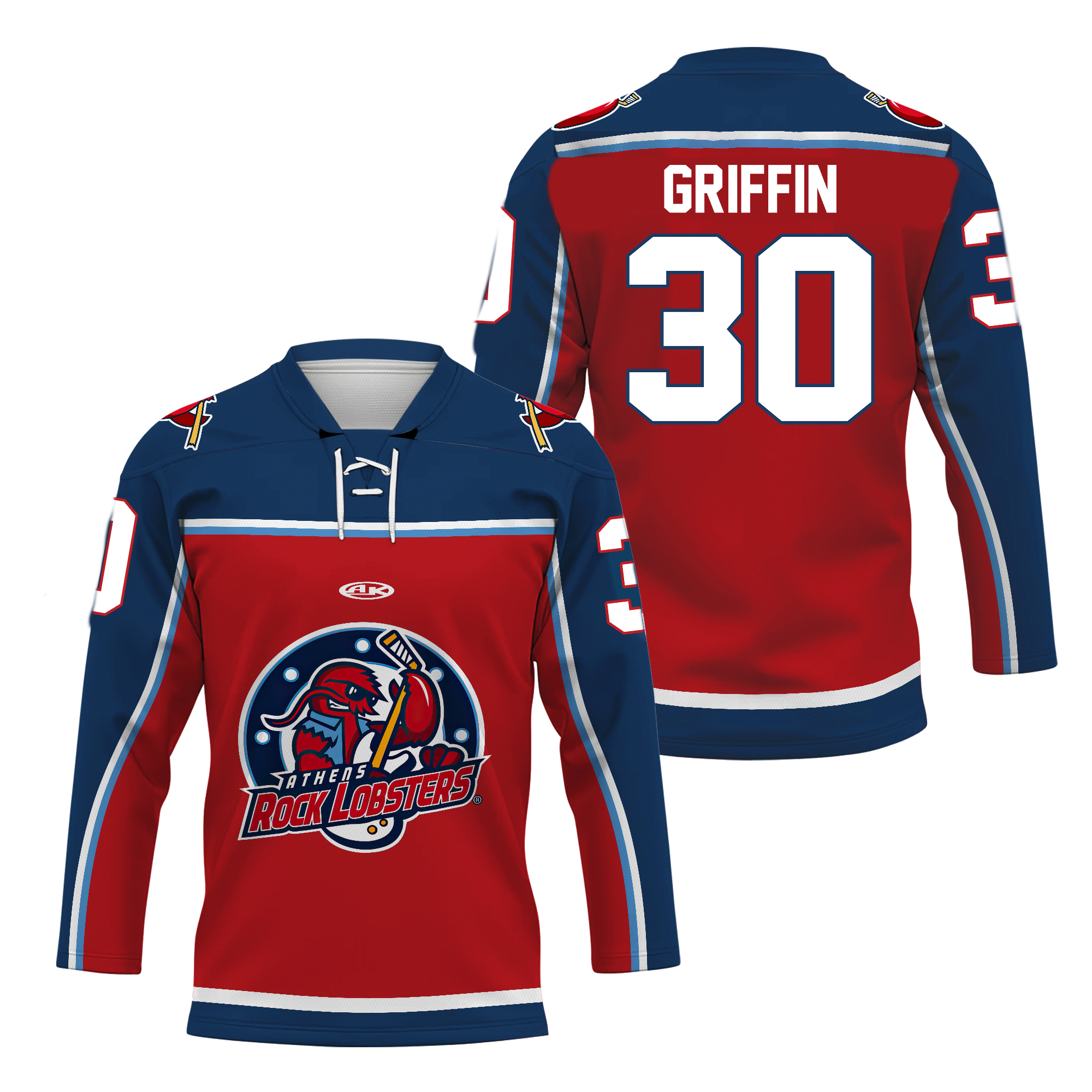 Personalized Athens Rock Lobsters Red Lace Hockey Shirt Men's Fan Gear Xmas Gift