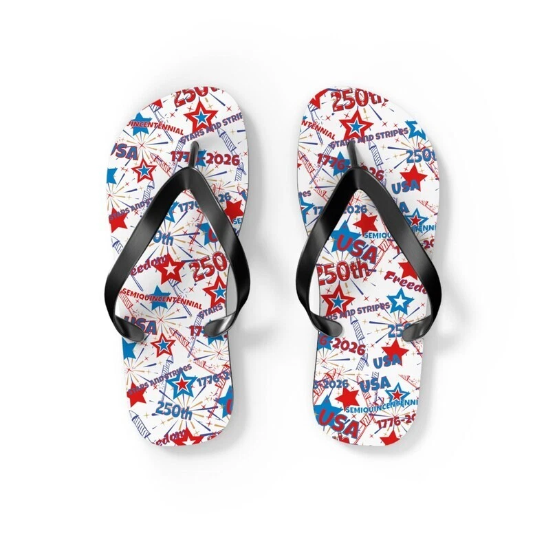 USA 250th Anniversary Flip Flops, 1776–2026 Patriotic Semiquincentennial Flip Flops
