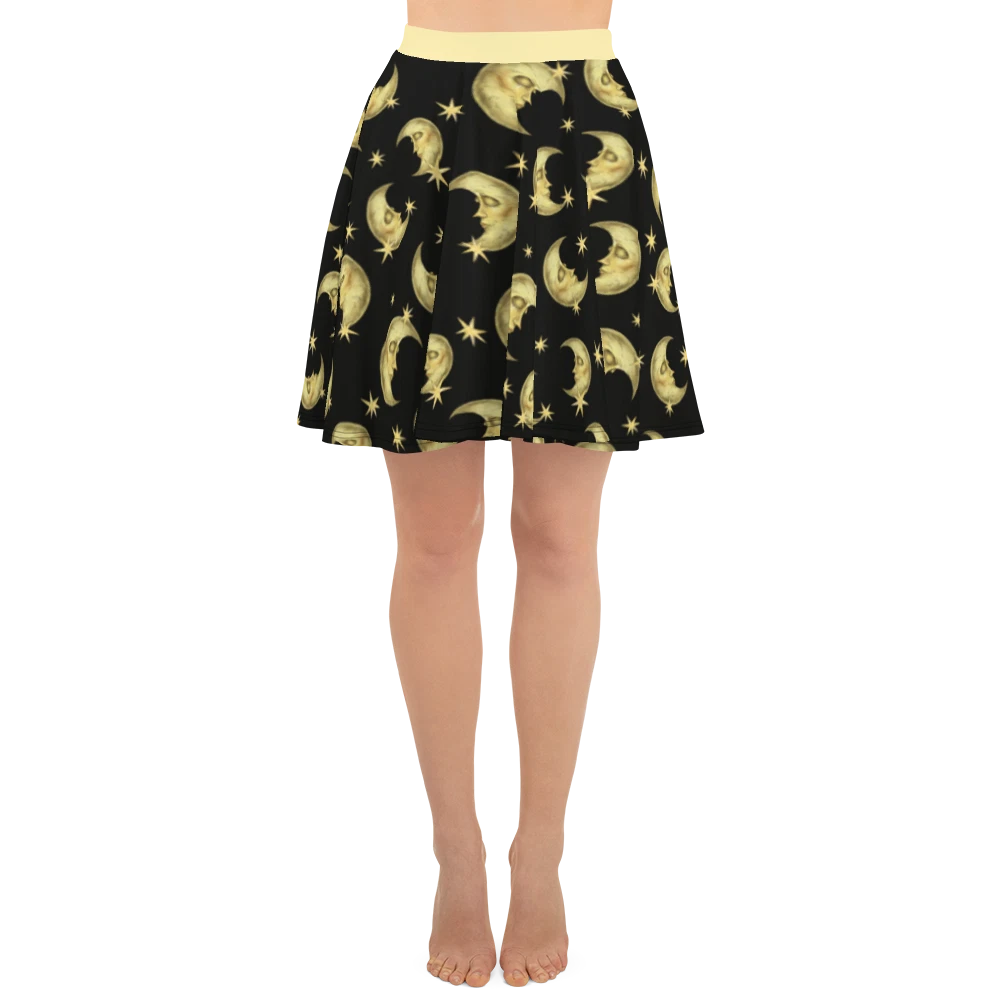 Moon and Stars Skater Skirt, Gift for Her