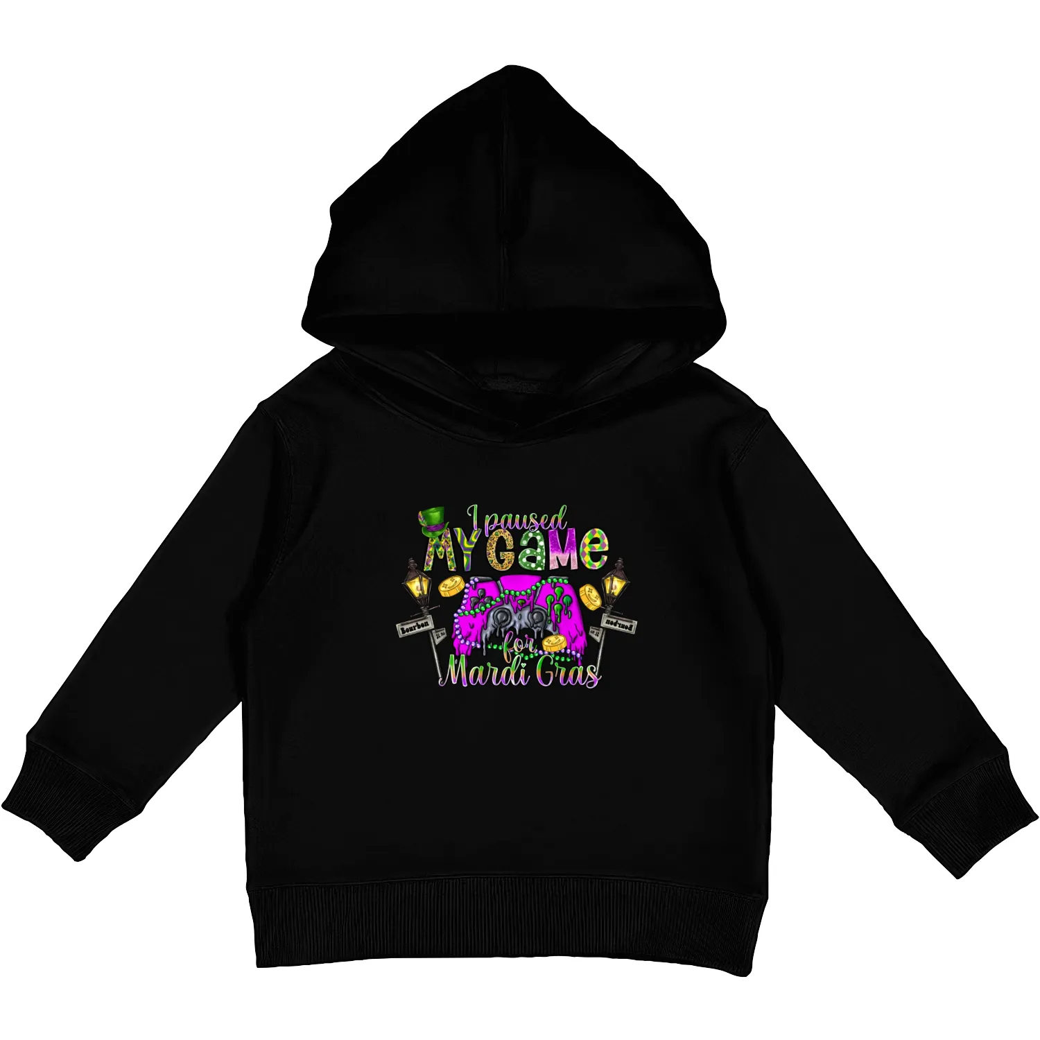 I Paused My Game For Mardi Gras Kids Pullover Hoodies