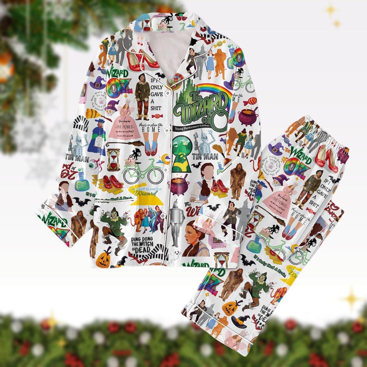 The Wizard Of Oz Pajamas Set, Ding Dong The Witch Is Dead Pj Set, Wicked Witch Horror Holiday Pajamas, Movie Scary Matching Pjs