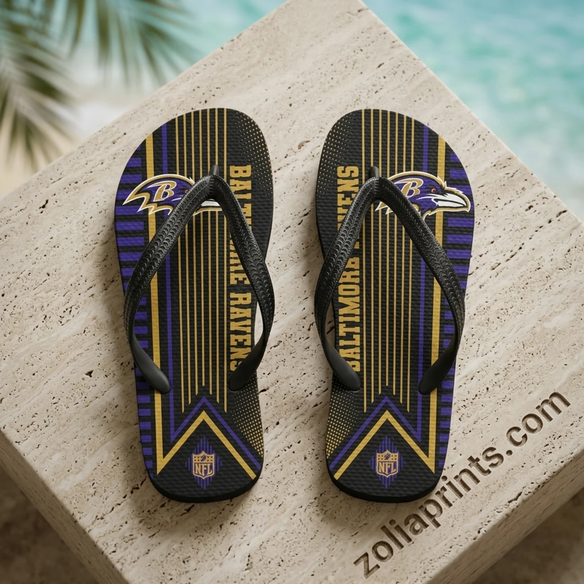 Baltimore Ravens Team Logo Summer Flip Flops