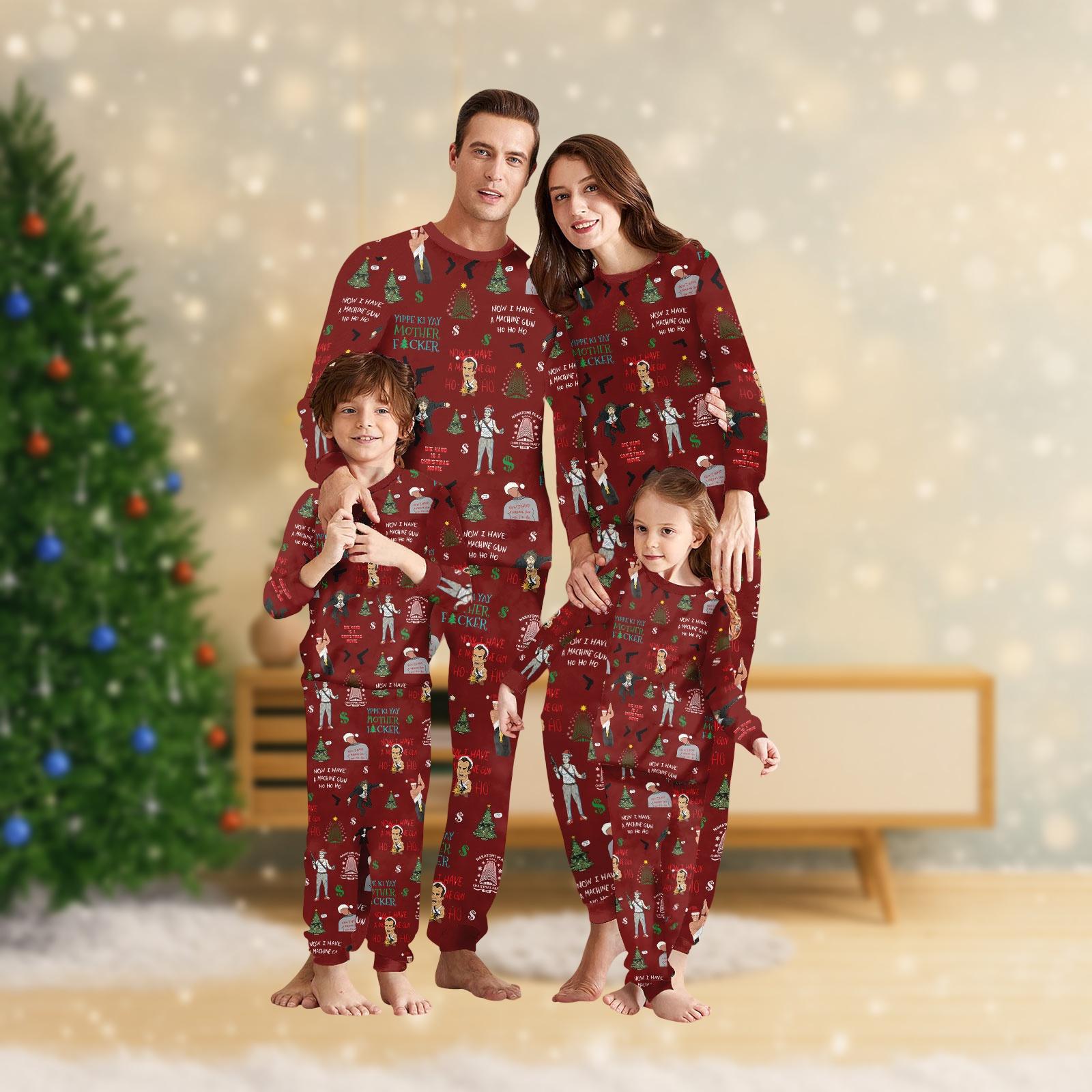 Die Hard Christmas Family Pajamas Set, Nakatomi Plaza Christmas Pajamas, Yippee Ki Yay Holiday Pajamas Pants, 90s Movie Xmas Pajamas