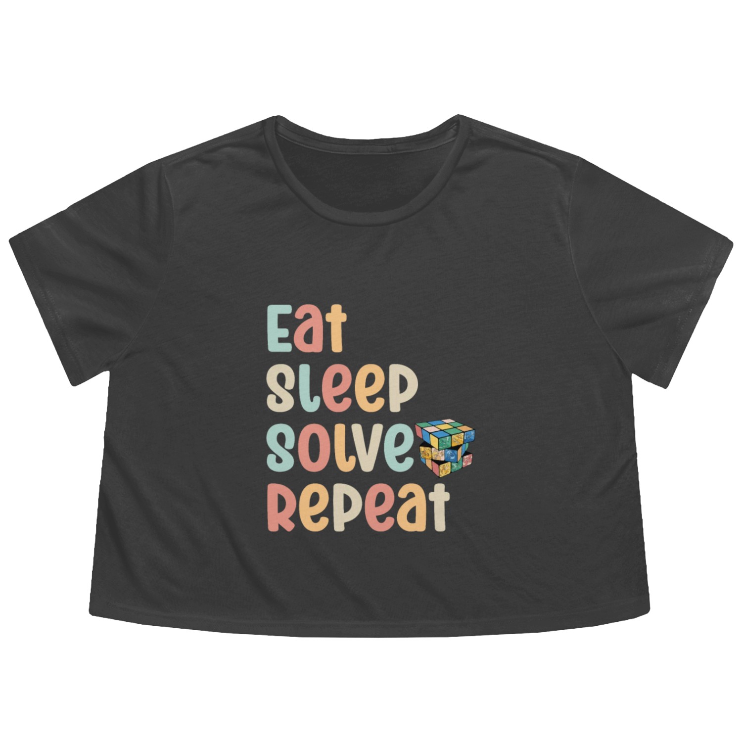 Eat Sleep Solve Repeat Flowy Cropped Tees